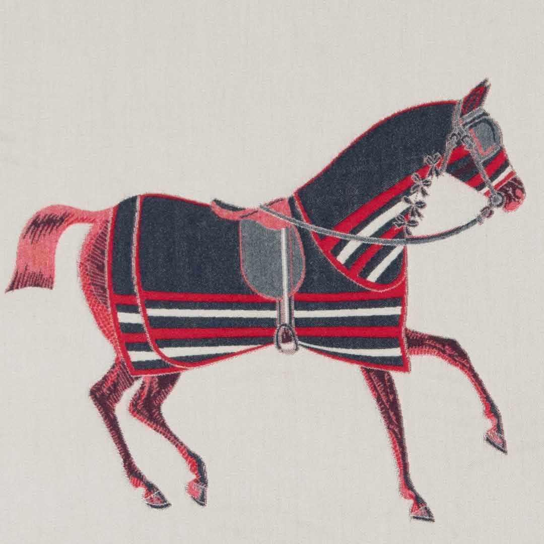 Urban Equestrian Equus -  Crimson Equestrian Motif Luxe Shawl