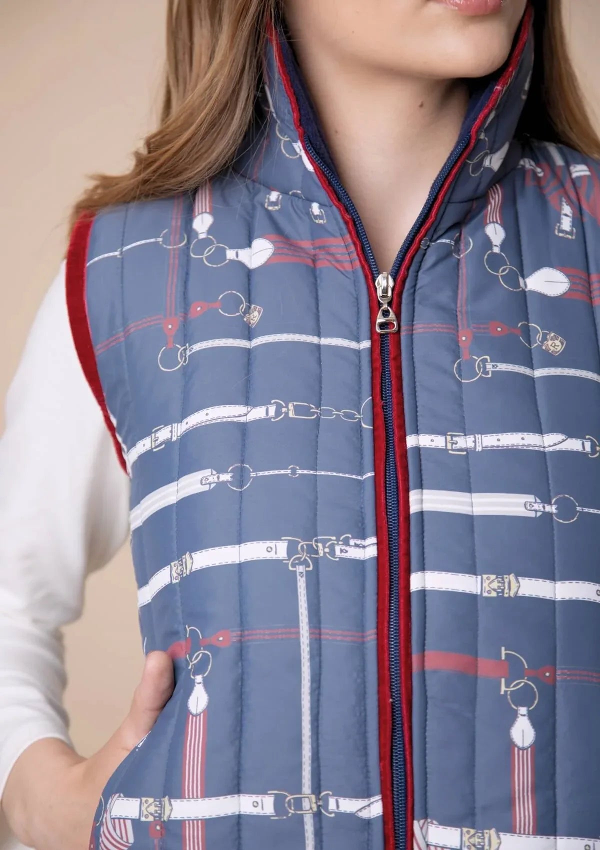 Rönner | Florence Quilted Vest | Jubilea Print | Navy-Burgundy