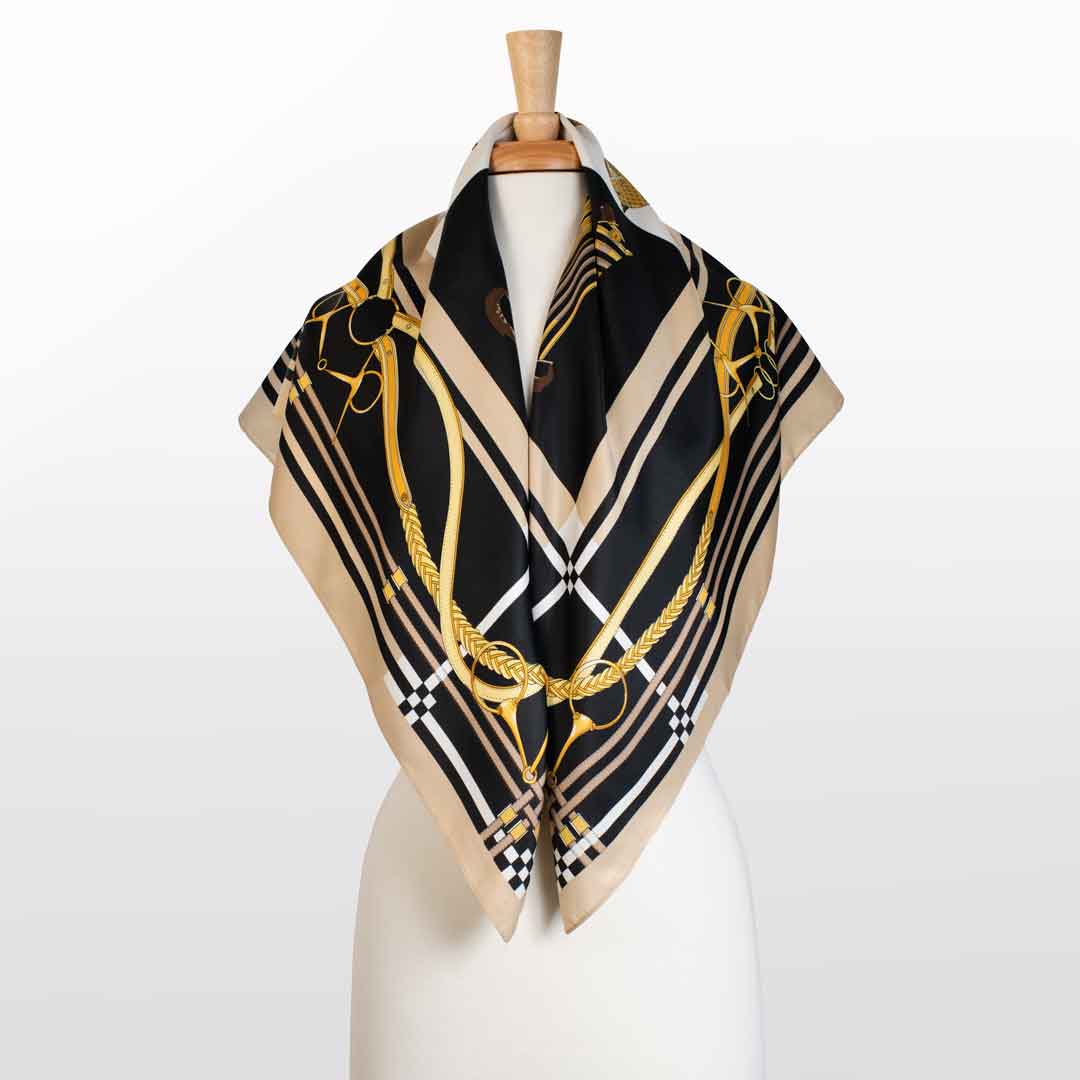 Urban Equestrian Genevieve - Stylized Equestrian Scarf in Honey and Black