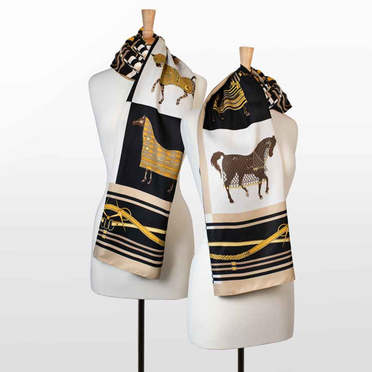 Urban Equestrian Genevieve - Stylized Equestrian Scarf in Honey and Black
