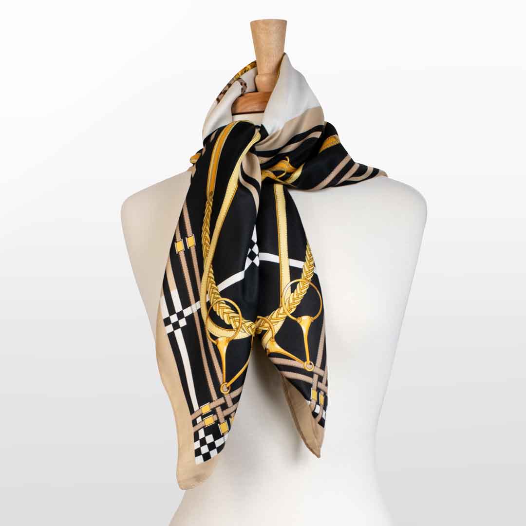 Urban Equestrian Genevieve - Stylized Equestrian Scarf in Honey and Black