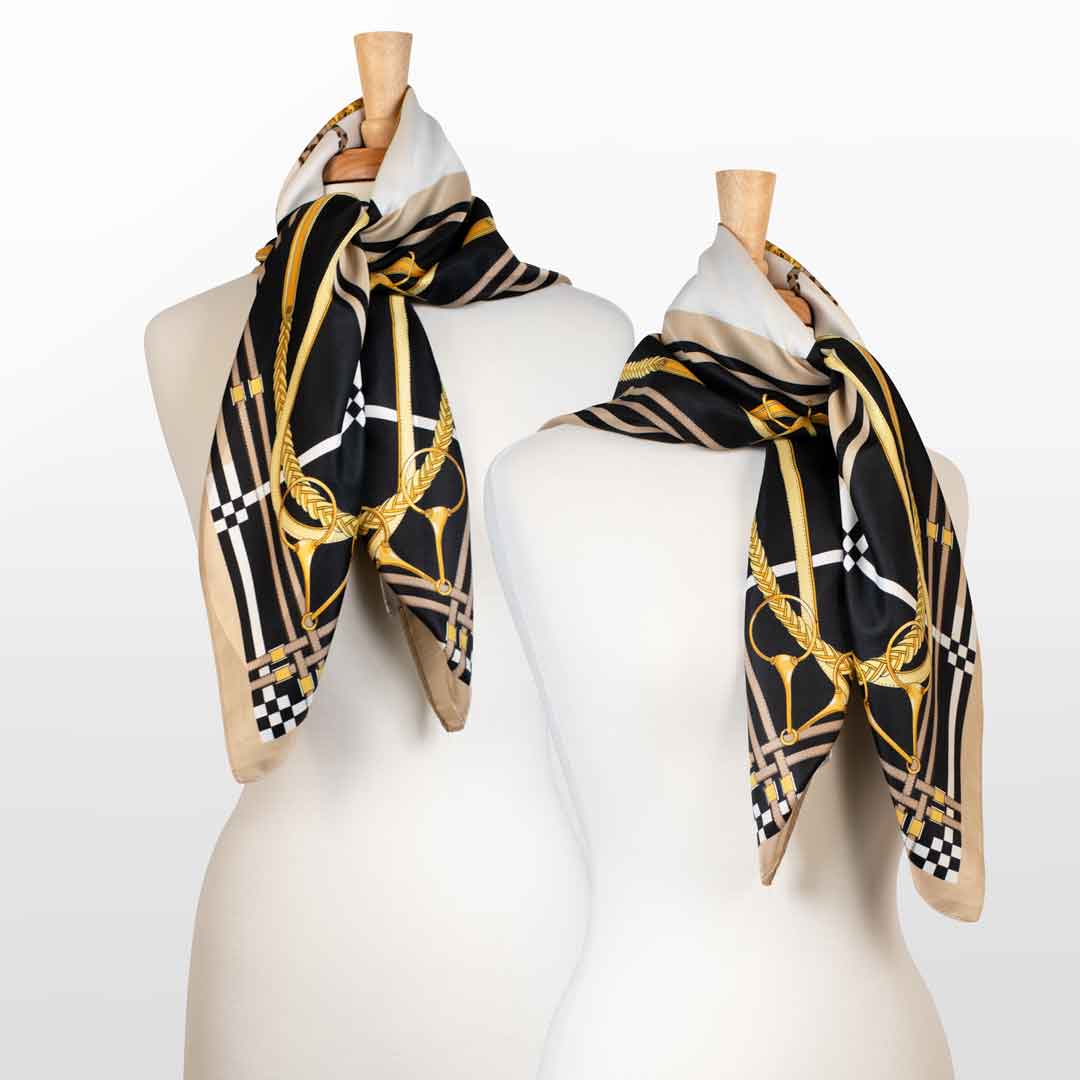 Urban Equestrian Genevieve - Stylized Equestrian Scarf in Honey and Black