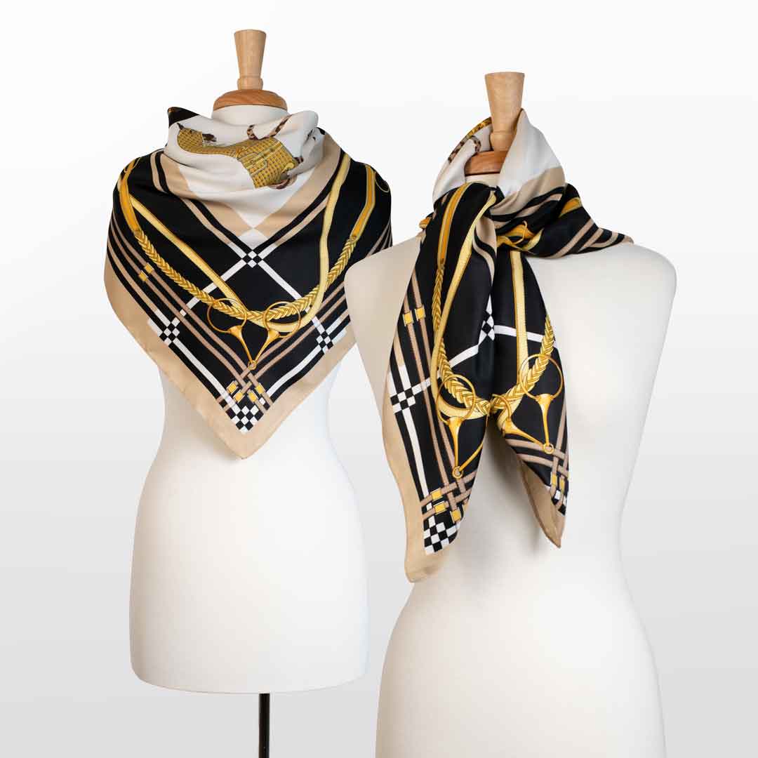 Urban Equestrian Genevieve - Stylized Equestrian Scarf in Honey and Black
