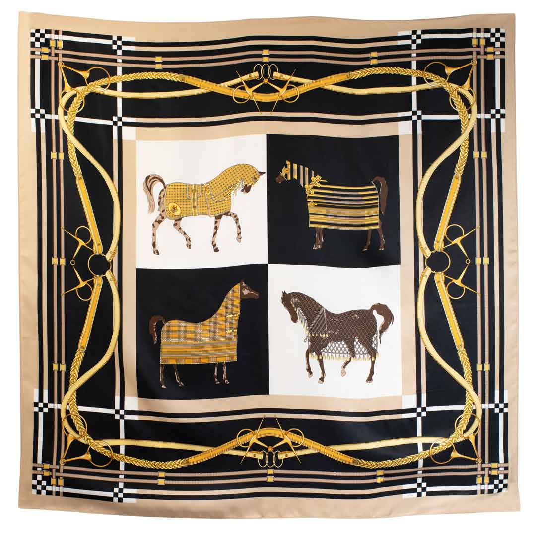 Urban Equestrian Genevieve - Stylized Equestrian Scarf in Honey and Black