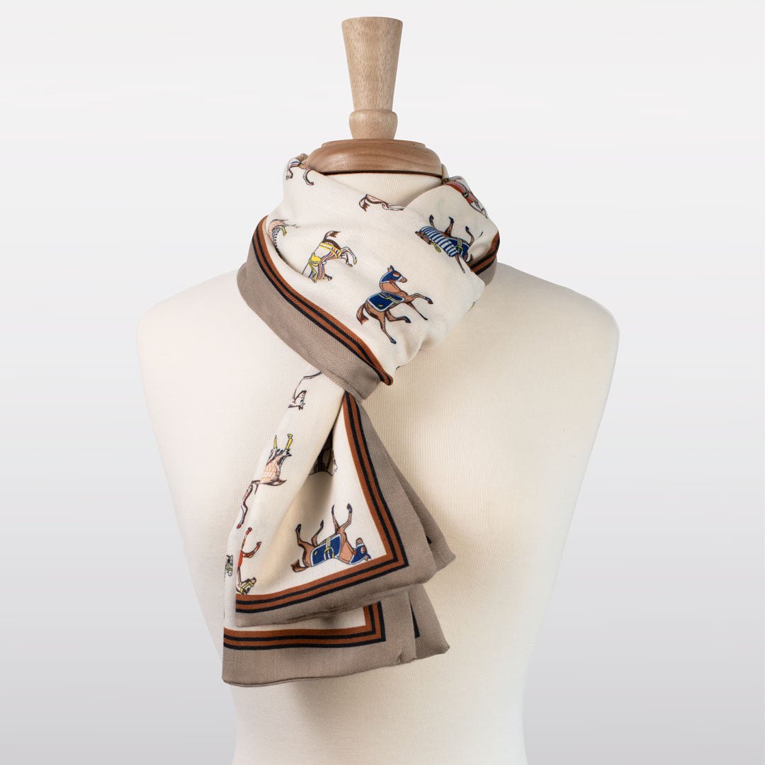 Urban Equestrian The Paddock Wrap- Equestrian Motif Double Sided Jacquard Scarf