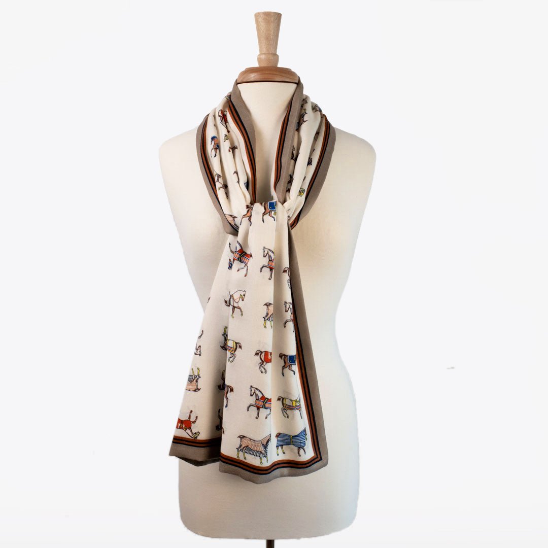 Urban Equestrian The Paddock Wrap- Equestrian Motif Double Sided Jacquard Scarf