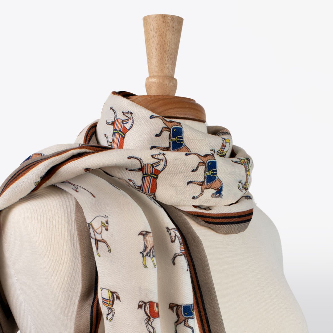 Urban Equestrian The Paddock Wrap- Equestrian Motif Double Sided Jacquard Scarf