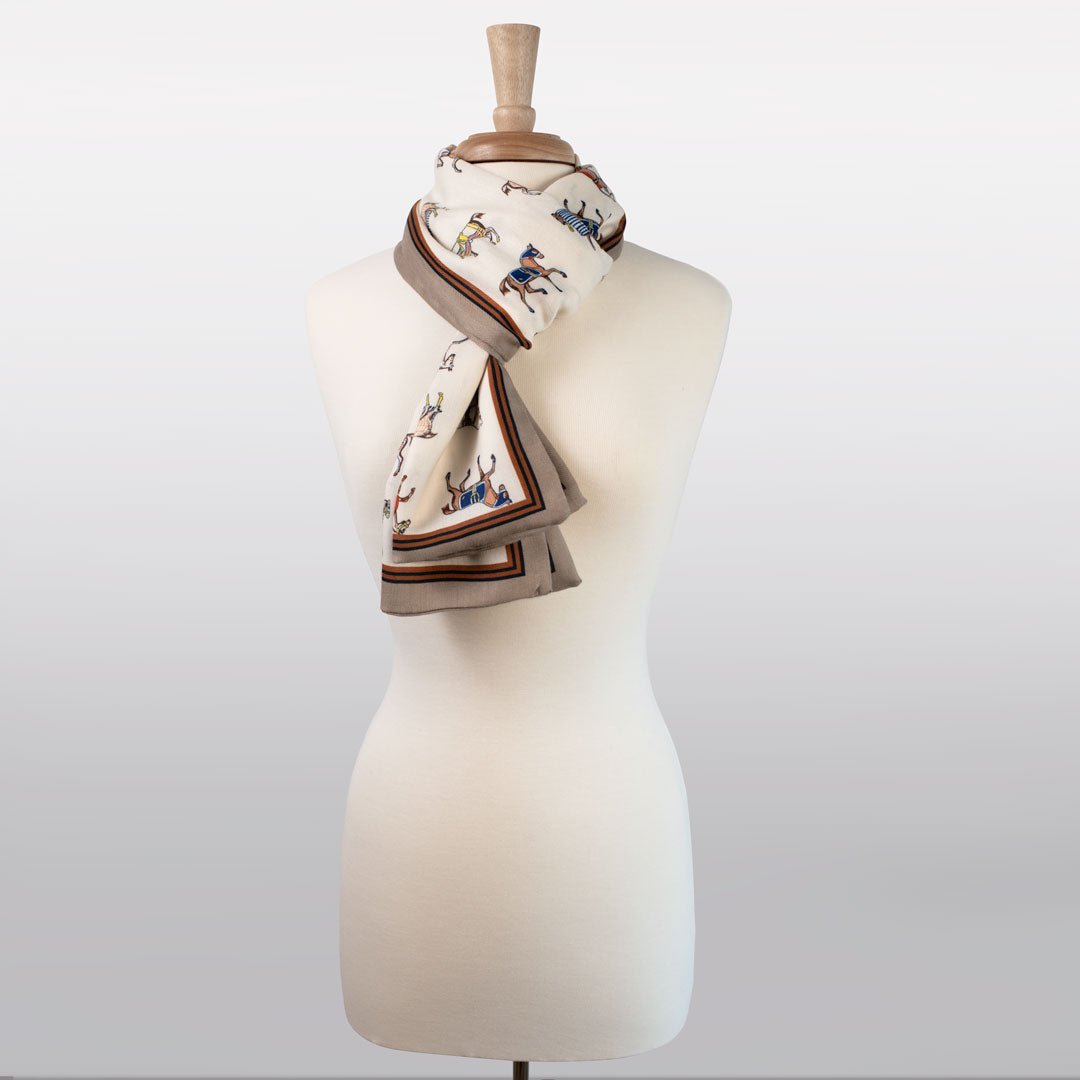 Urban Equestrian The Paddock Wrap- Equestrian Motif Double Sided Jacquard Scarf