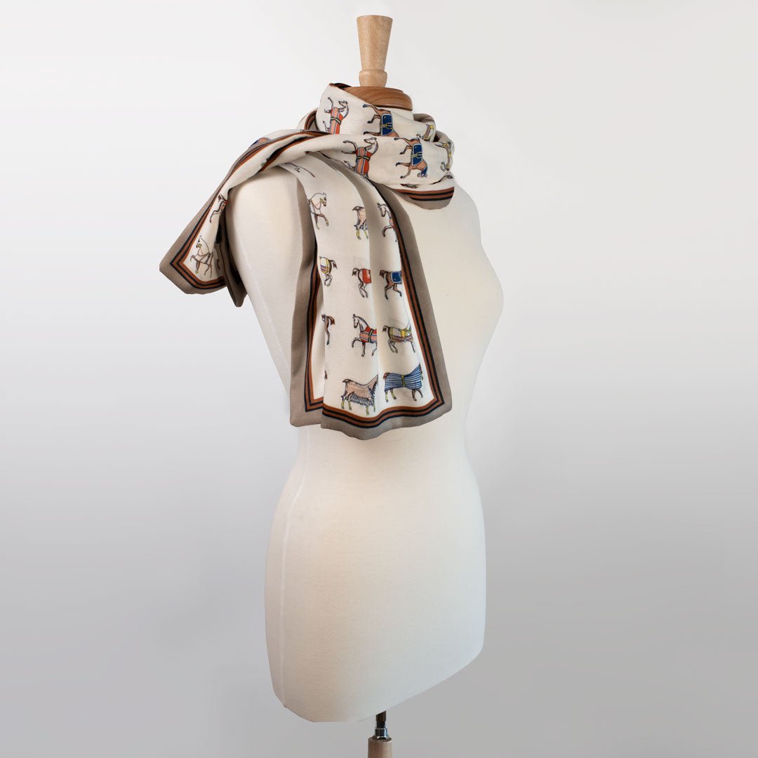 Urban Equestrian The Paddock Wrap- Equestrian Motif Double Sided Jacquard Scarf