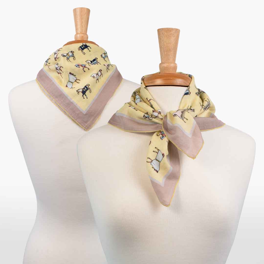 Urban Equestrian Hunt Club - Stylized Equestrian Scarf in Yellow and Sand