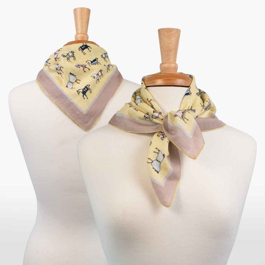 Urban Equestrian Hunt Club - Stylized Equestrian Scarf in Yellow and Sand