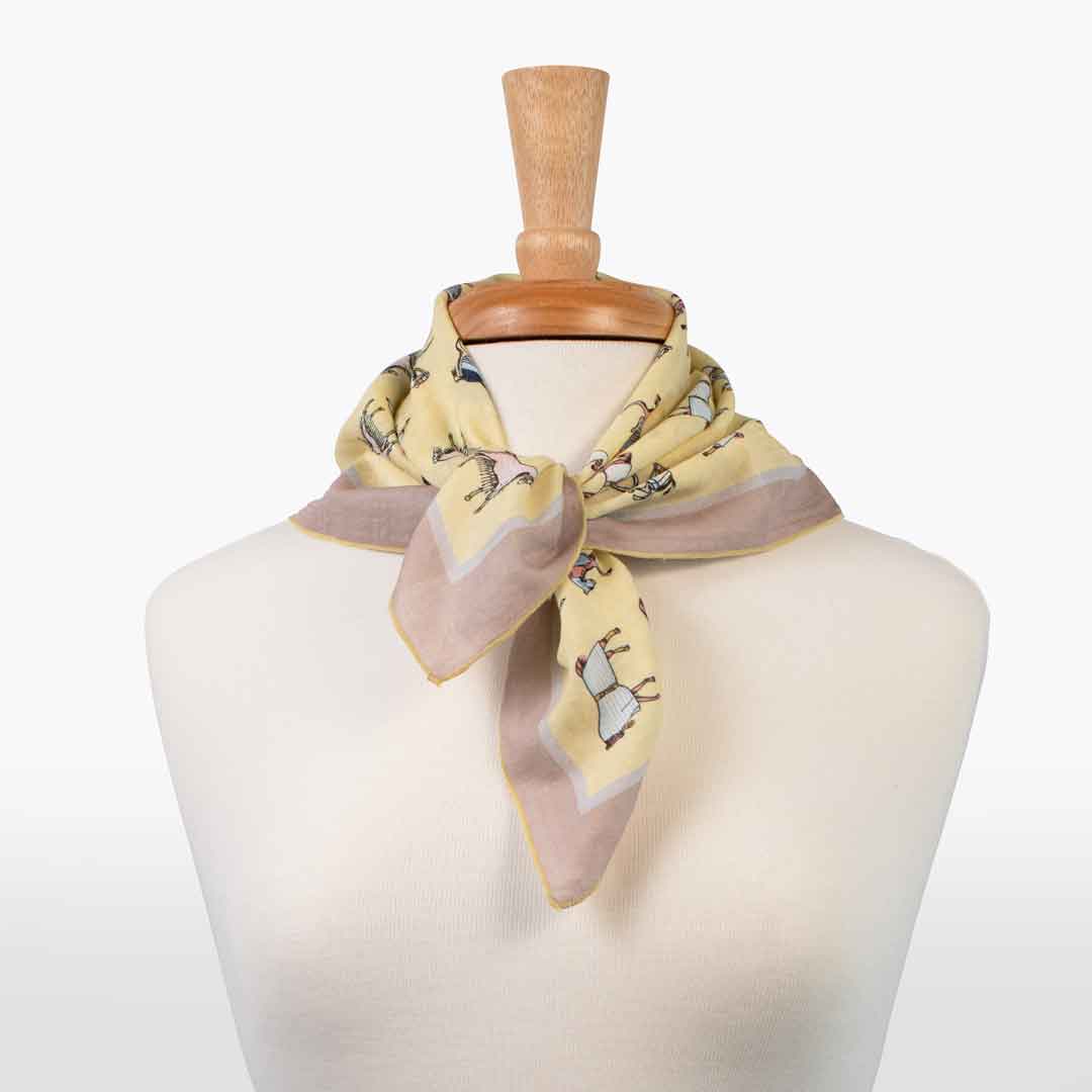 Urban Equestrian Hunt Club - Stylized Equestrian Scarf in Yellow and Sand