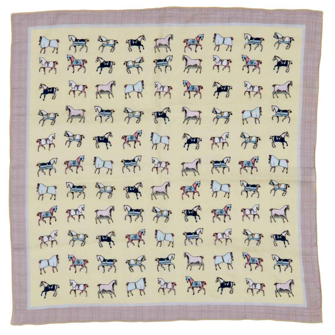 Urban Equestrian Hunt Club - Stylized Equestrian Scarf in Yellow and Sand