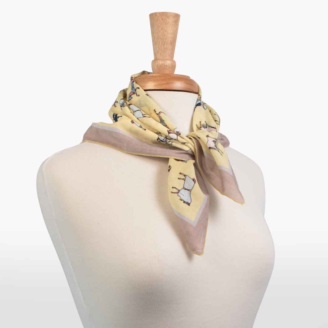 Urban Equestrian Hunt Club - Stylized Equestrian Scarf in Yellow and Sand