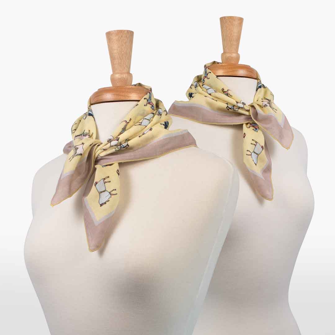 Urban Equestrian Hunt Club - Stylized Equestrian Scarf in Yellow and Sand