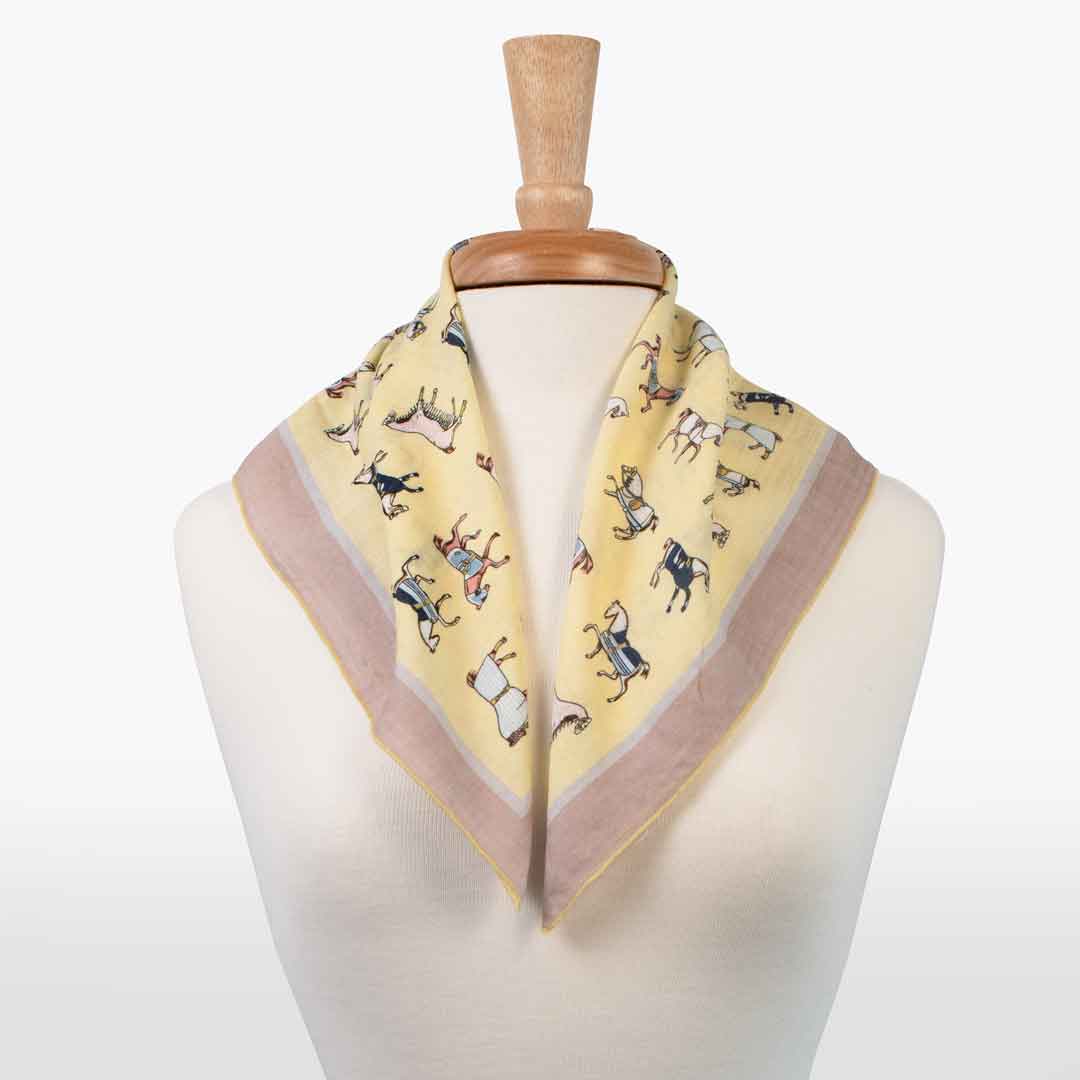 Urban Equestrian Hunt Club - Stylized Equestrian Scarf in Yellow and Sand