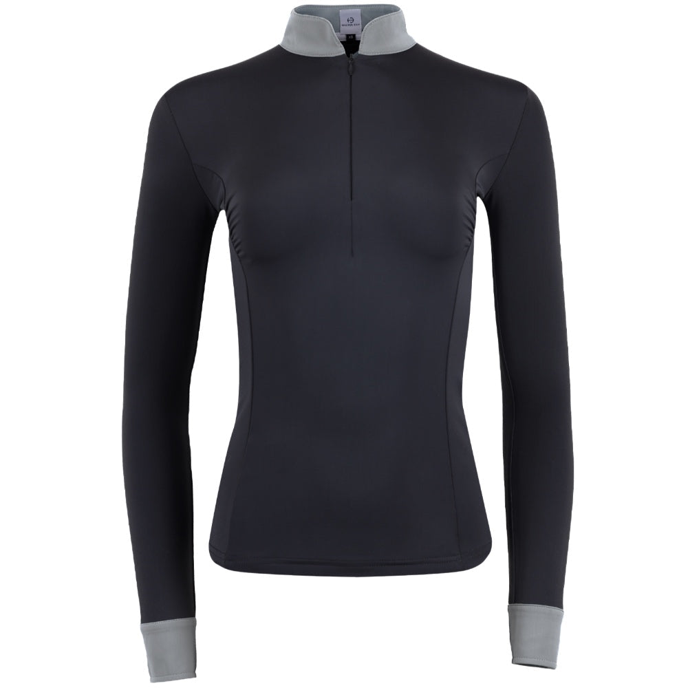 Halter Ego - Roxana - Black & Luxe Gray Long Sleeve Riding Shirt