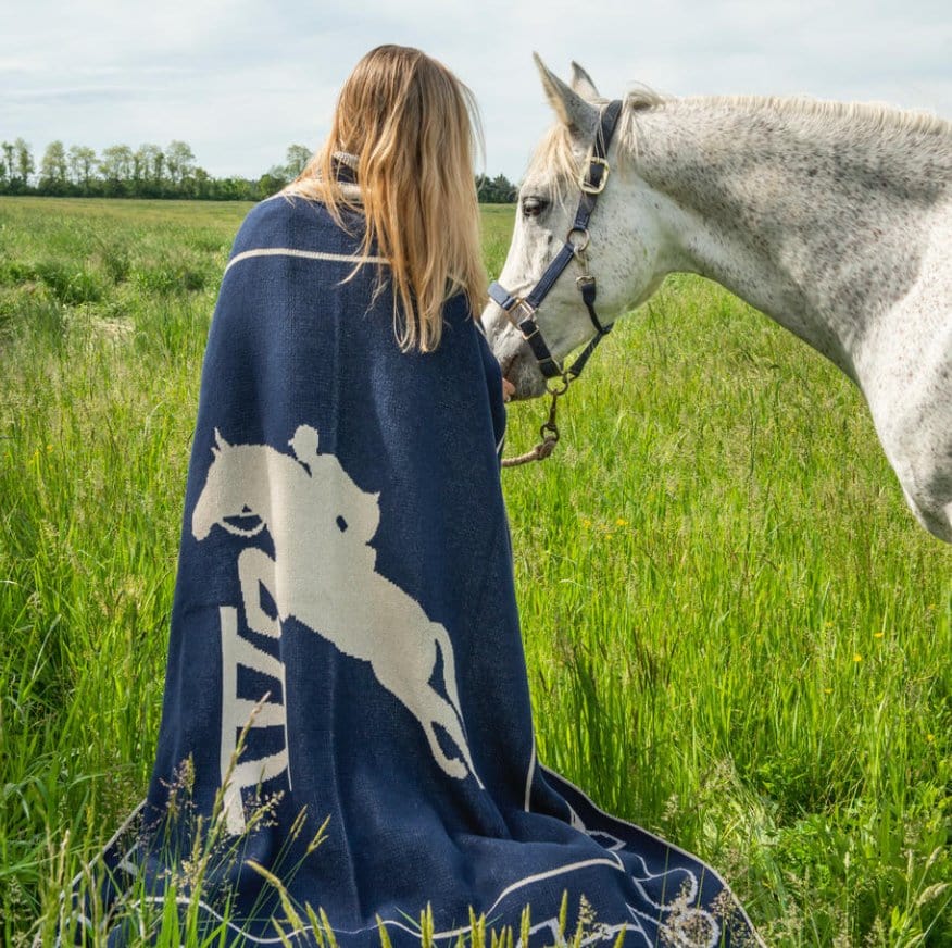 In2Green Cotton Sustainable Knit Throw Blanket - Equestrian Jumper