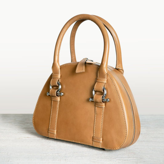 Urban Equestrian Kella - Horse Bit Vanity Luxury Leather handbag in Caramel