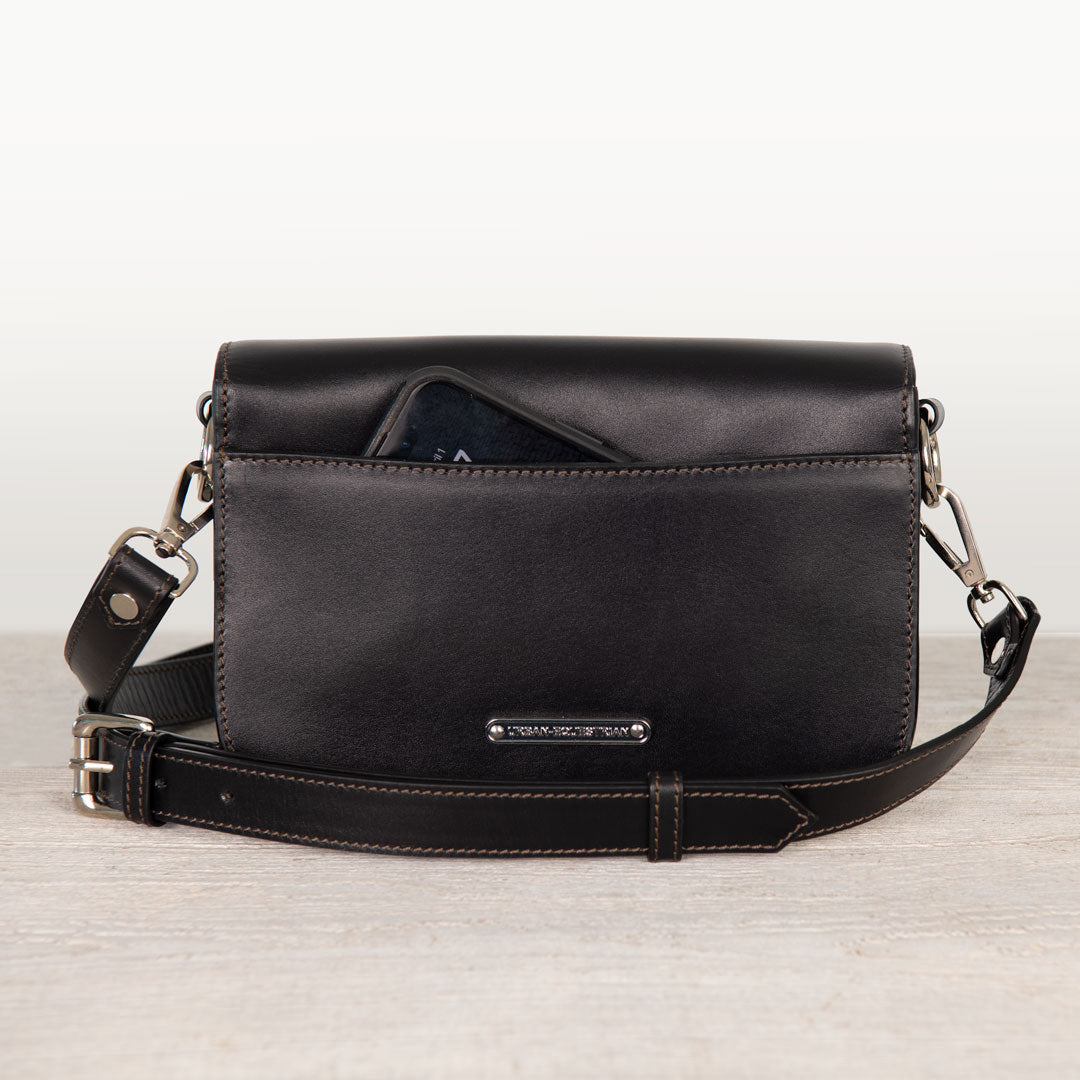 Urban Equestrian Lana - Horse Bit Crossbody Luxury Leather Bag in Black