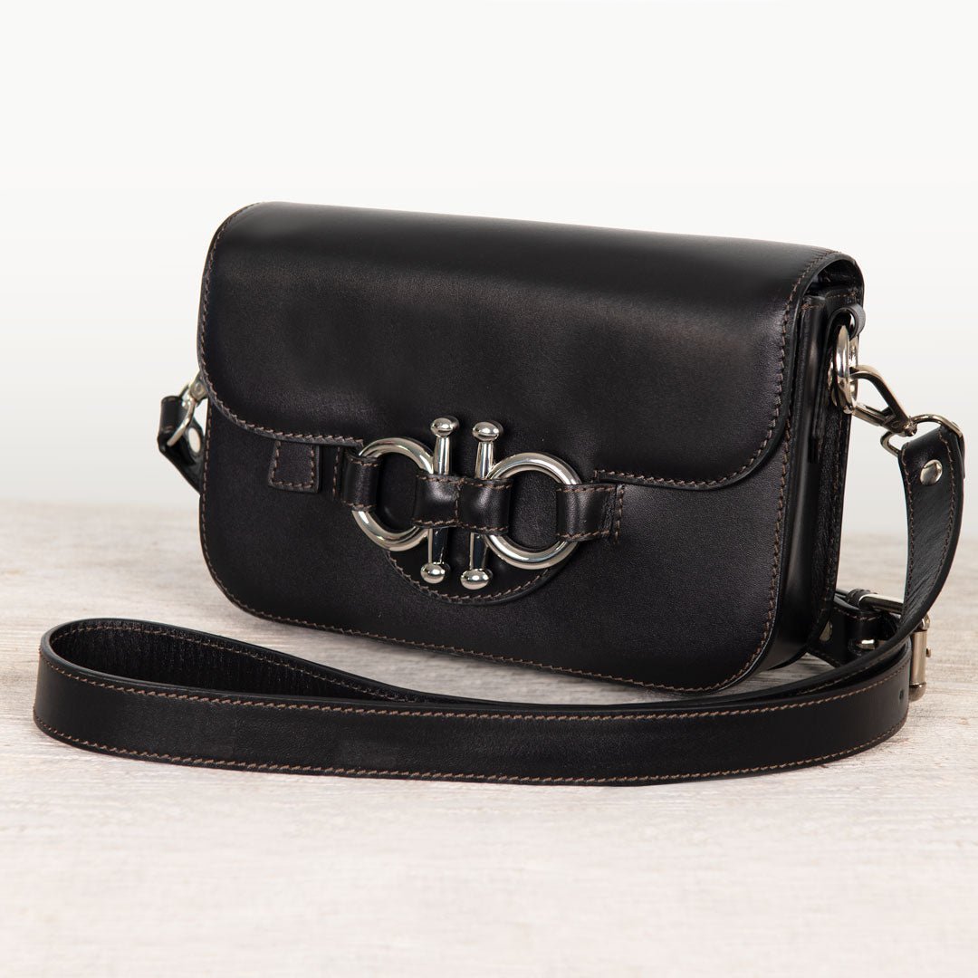 Urban Equestrian Lana - Horse Bit Crossbody Luxury Leather Bag in Black