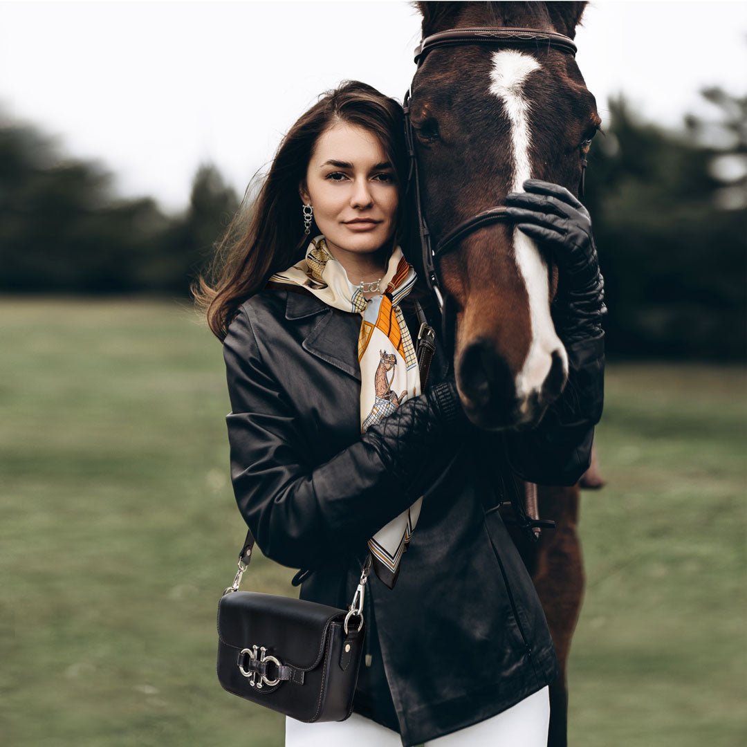 Urban Equestrian Lana - Horse Bit Crossbody Luxury Leather Bag in Caramel