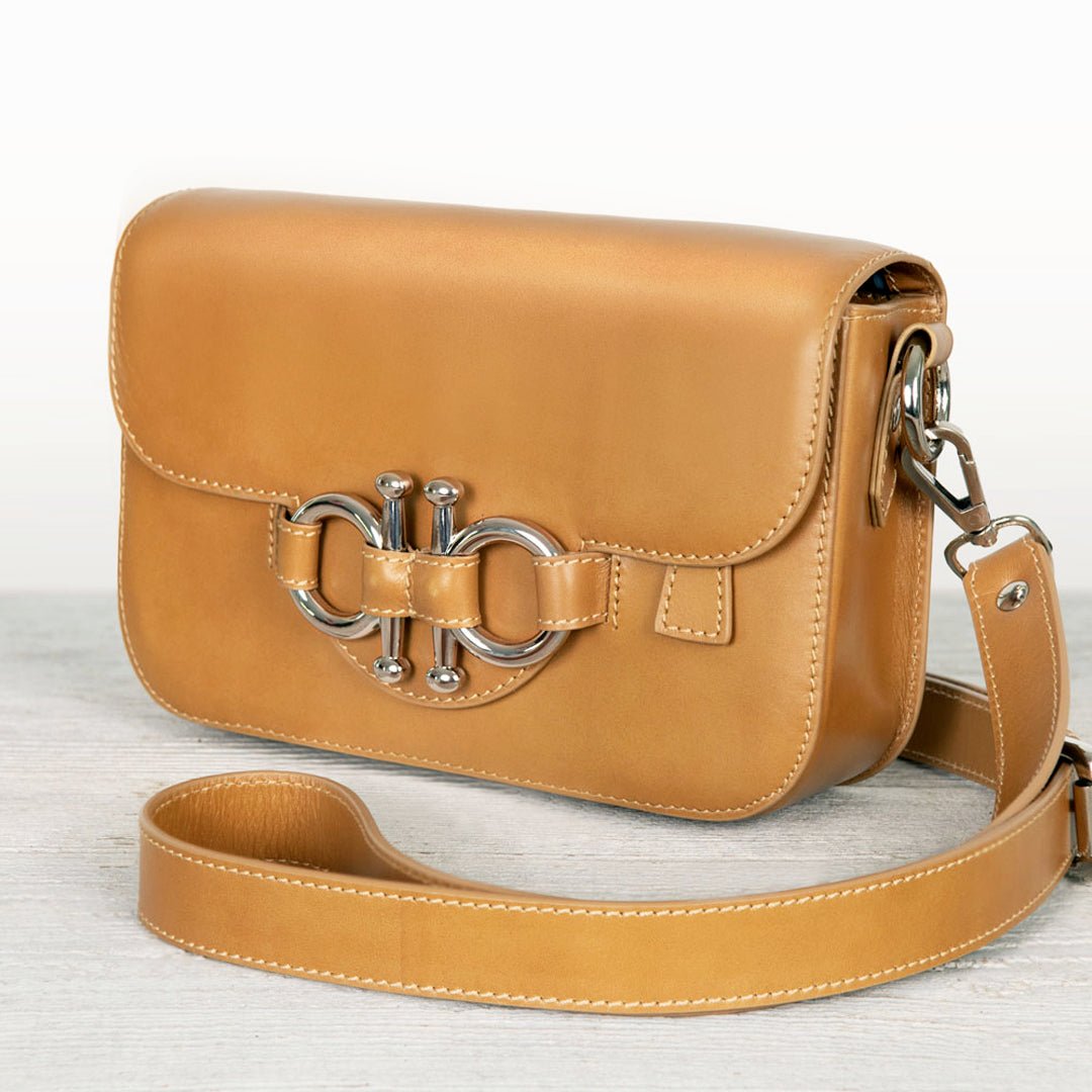 Urban Equestrian Lana - Horse Bit Crossbody Luxury Leather Bag in Caramel