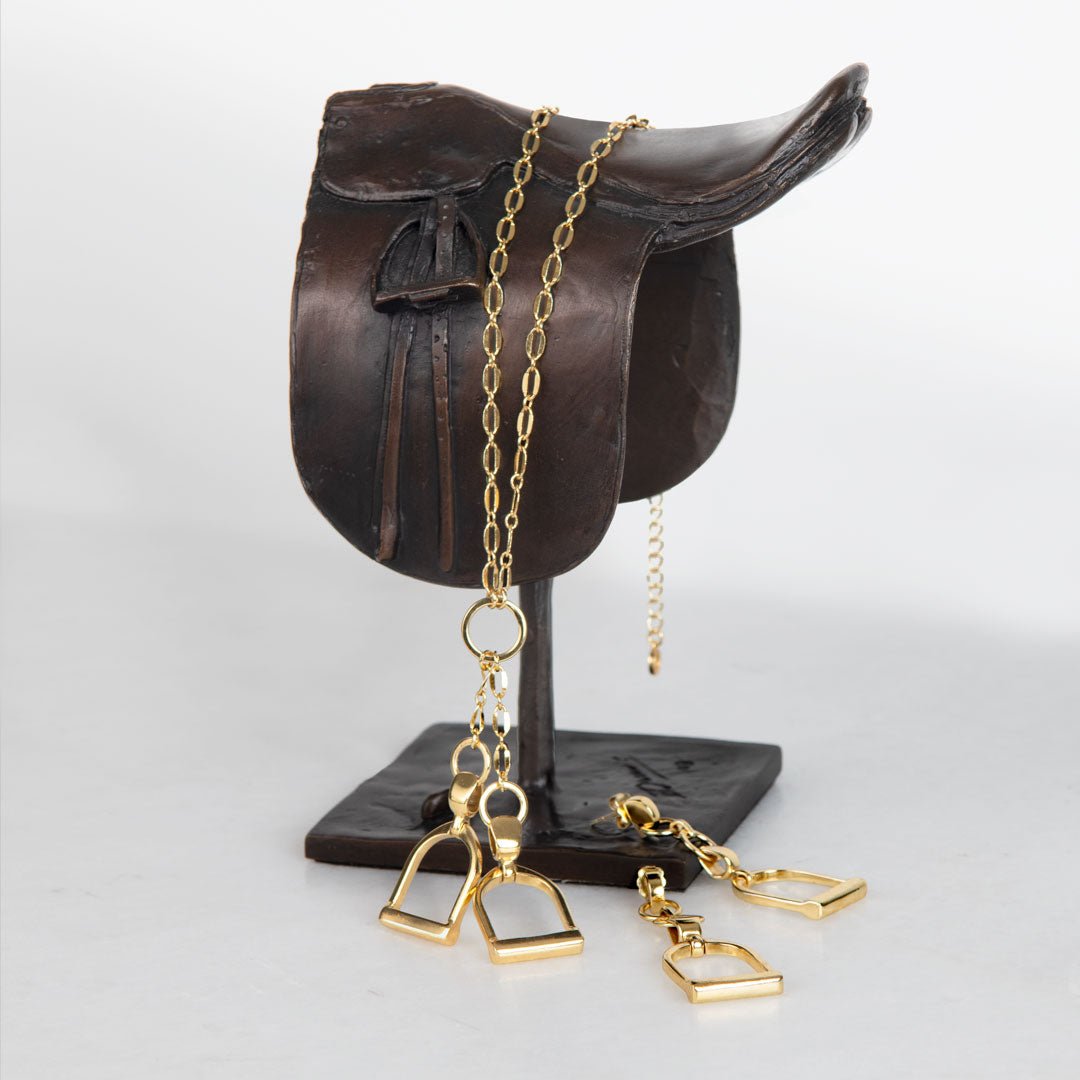 Urban Equestrian - Langley - Equestrian Double Riding Stirrup Necklace in Gold