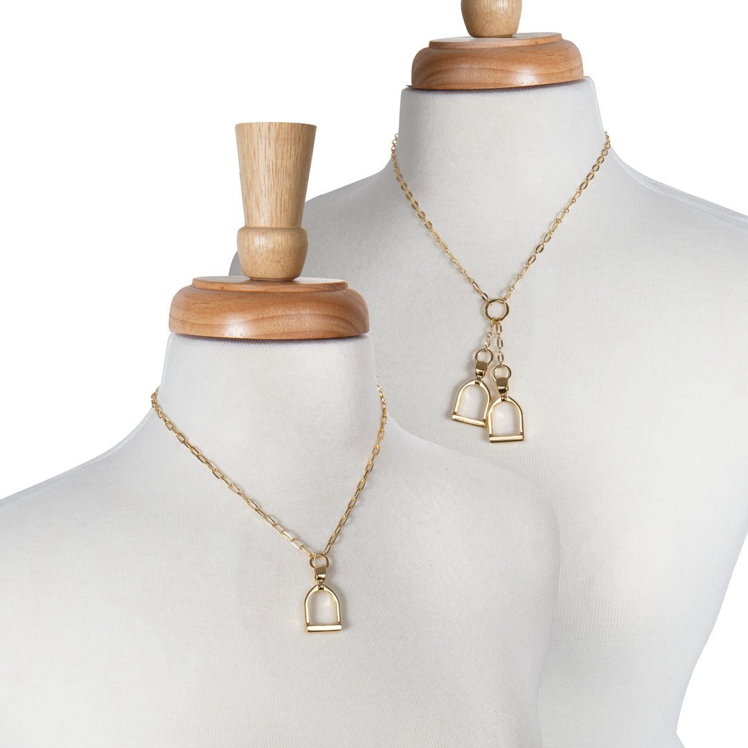 Urban Equestrian - Langley - Equestrian Double Riding Stirrup Necklace in Gold