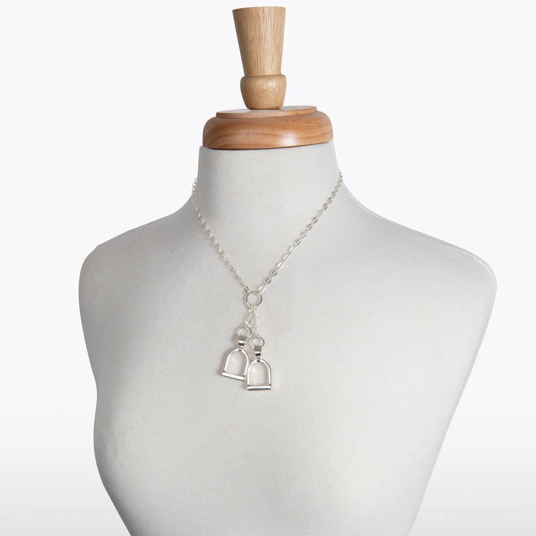 Urban Equestrian - Langley - Equestrian Double Riding Stirrup Necklace in Silver