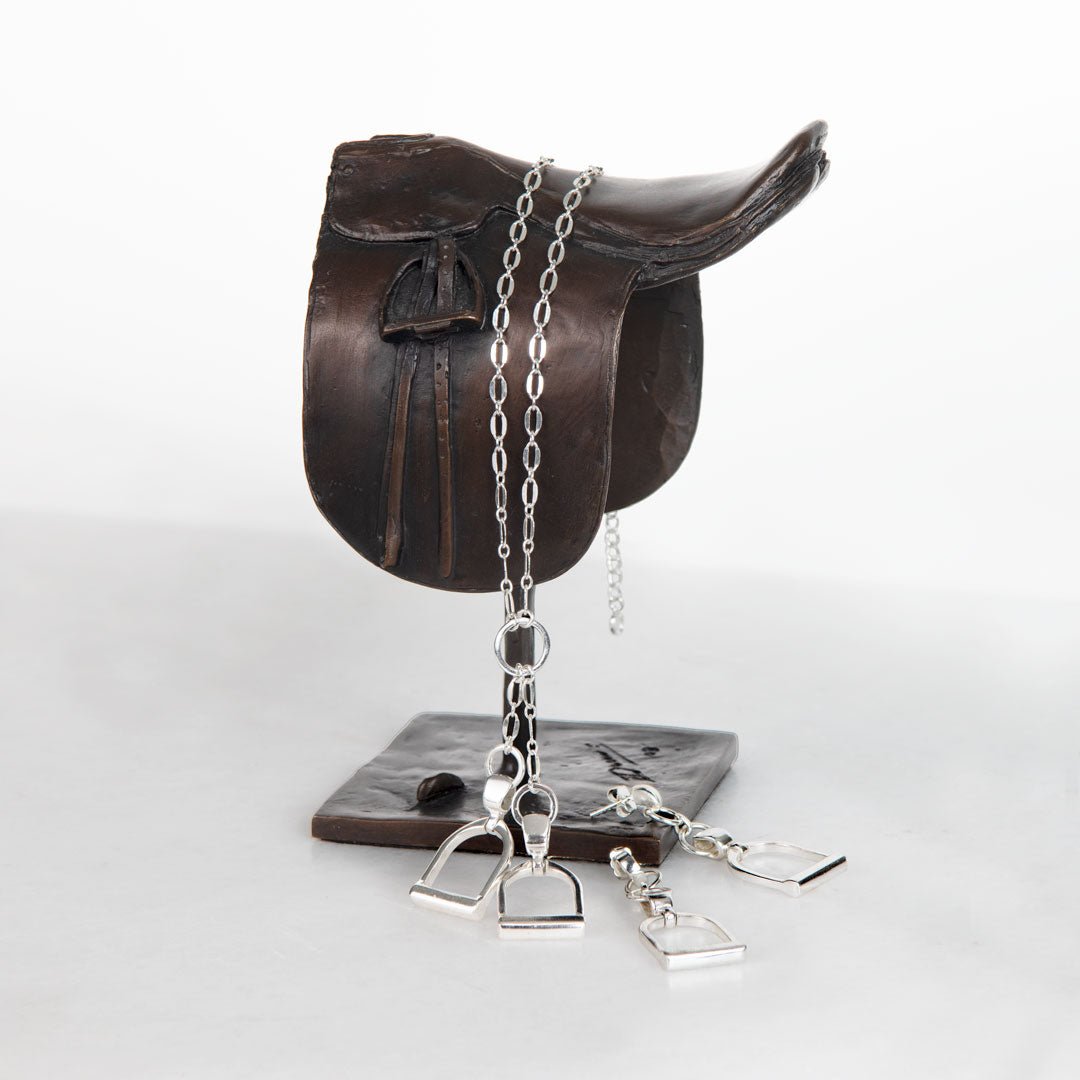 Urban Equestrian - Langley - Equestrian Double Riding Stirrup Necklace in Silver