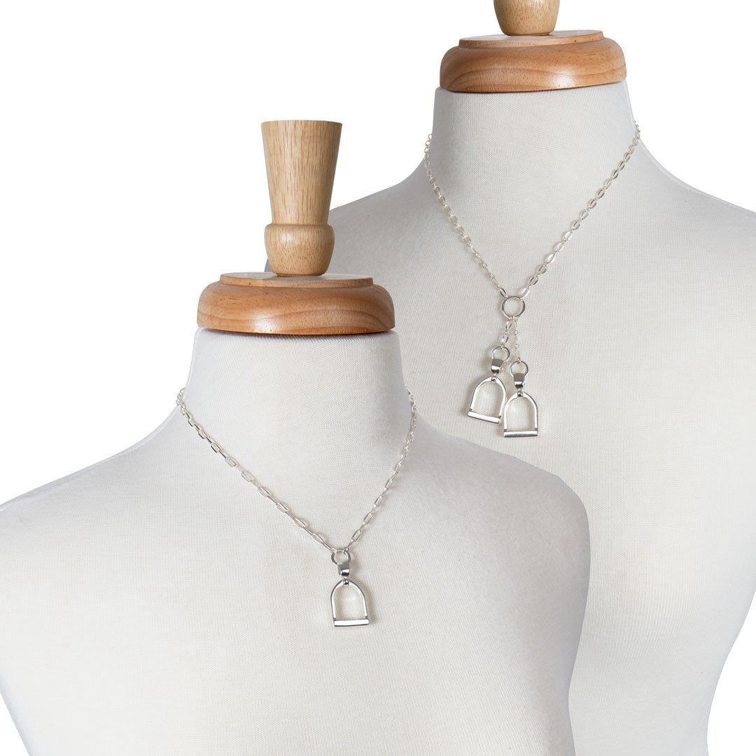 Urban Equestrian - Langley - Equestrian Double Riding Stirrup Necklace in Silver