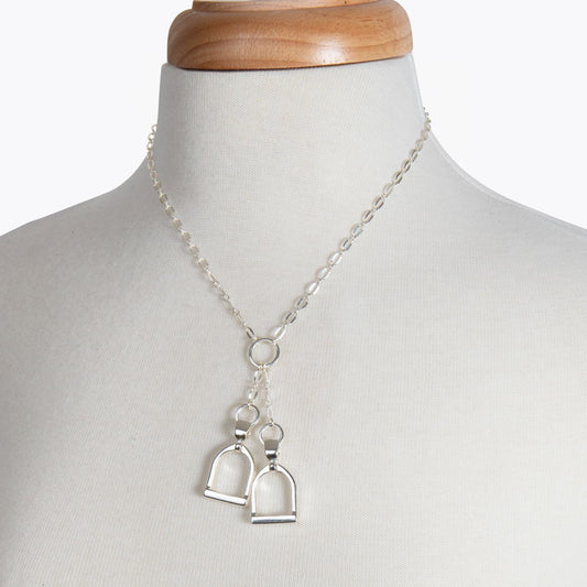 Urban Equestrian - Langley - Equestrian Double Riding Stirrup Necklace in Silver