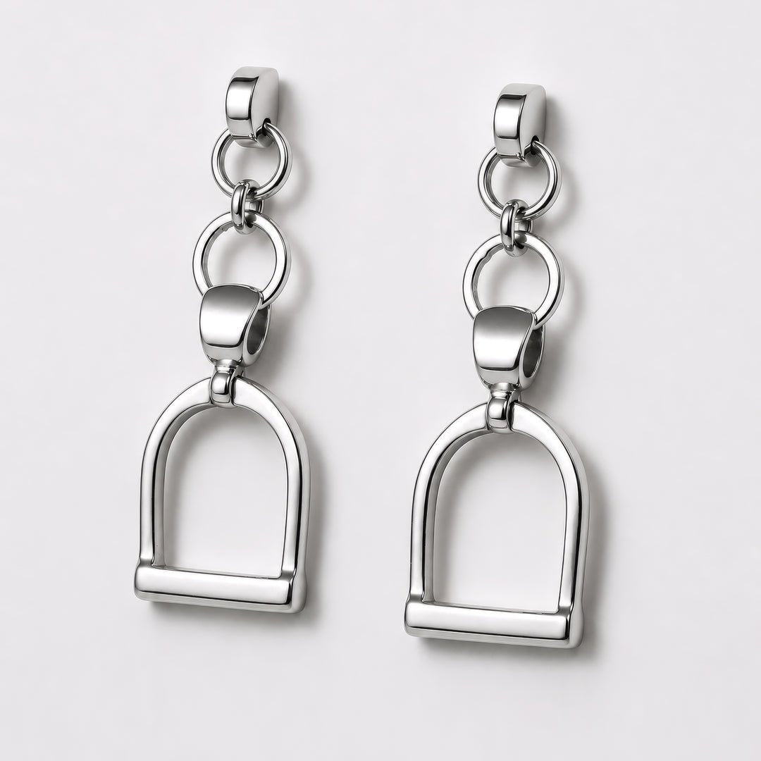 Urban Equestrian - Langley - Equestrian Riding Stirrup Earring in Silver
