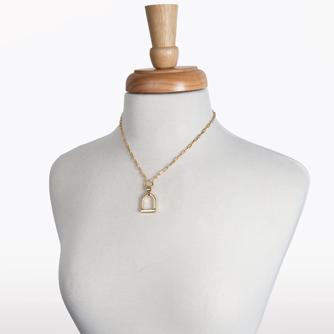 Urban Equestrian - Langley - Equestrian Riding Stirrup Necklace in Gold