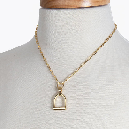 Urban Equestrian - Langley - Equestrian Riding Stirrup Necklace in Gold