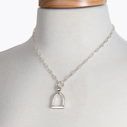 Urban Equestrian - Langley - Equestrian Riding Stirrup Necklace in Silver