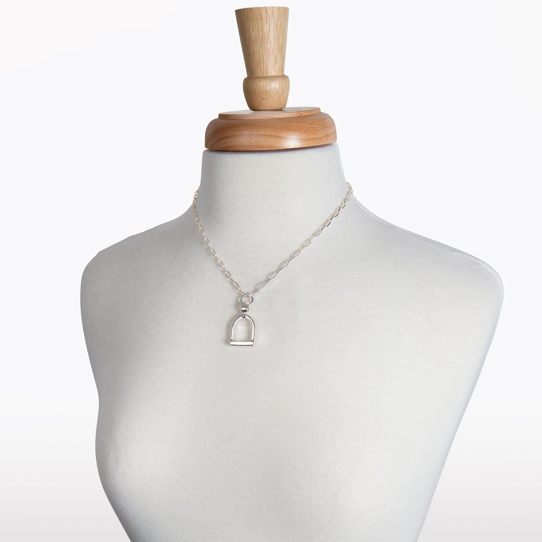 Urban Equestrian - Langley - Equestrian Riding Stirrup Necklace in Silver