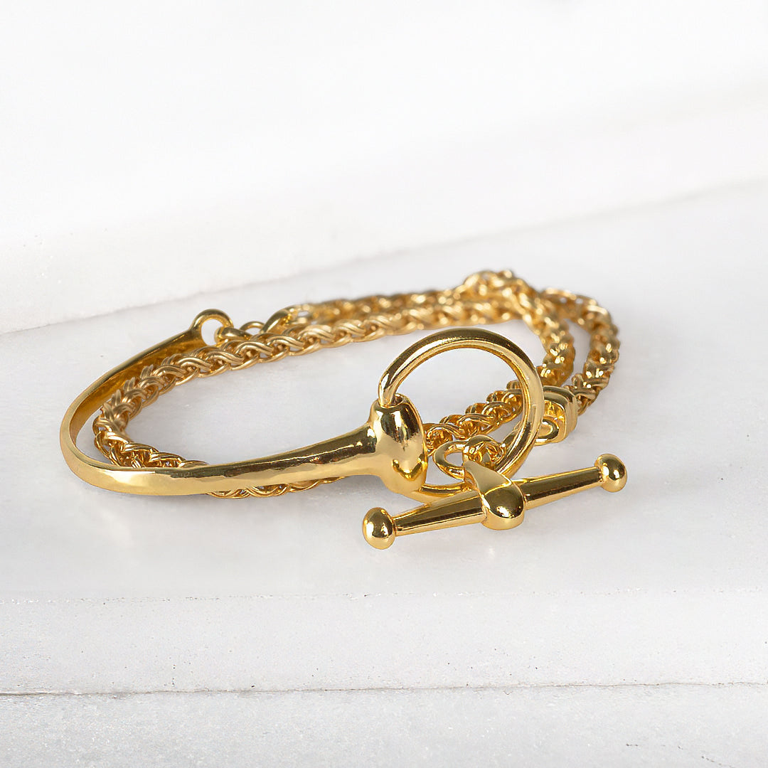Urban Equestrian - Odeza - Wrap Around Horse Bit Bracelet in Gold