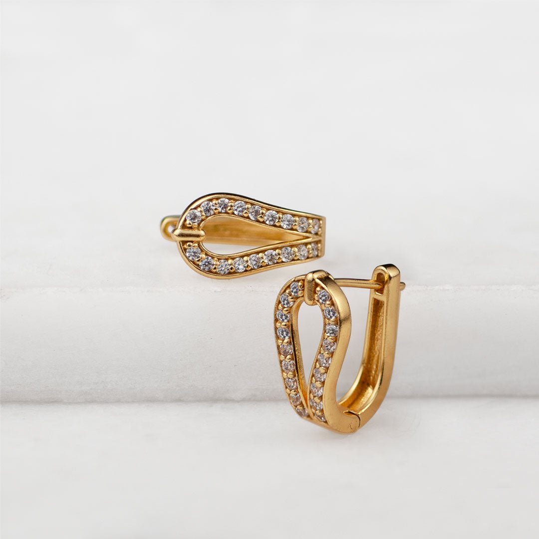 Urban Equestrian - Levade - Moissanite Clear Stone 14K Gold Vermeil Horseshoe Earring