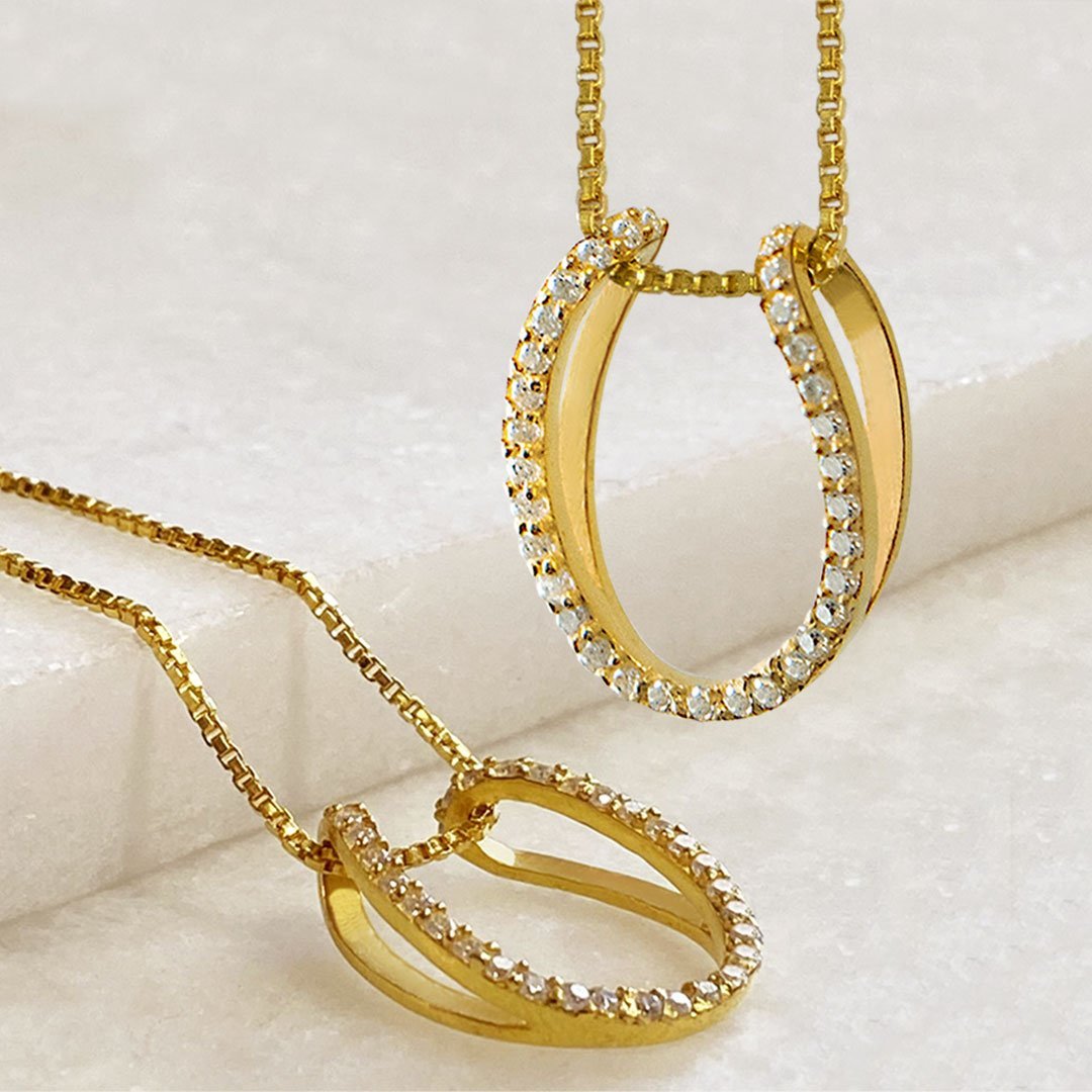 Urban Equestrian - Levade - Moissanite Horseshoe Equestrian Necklace in Gold