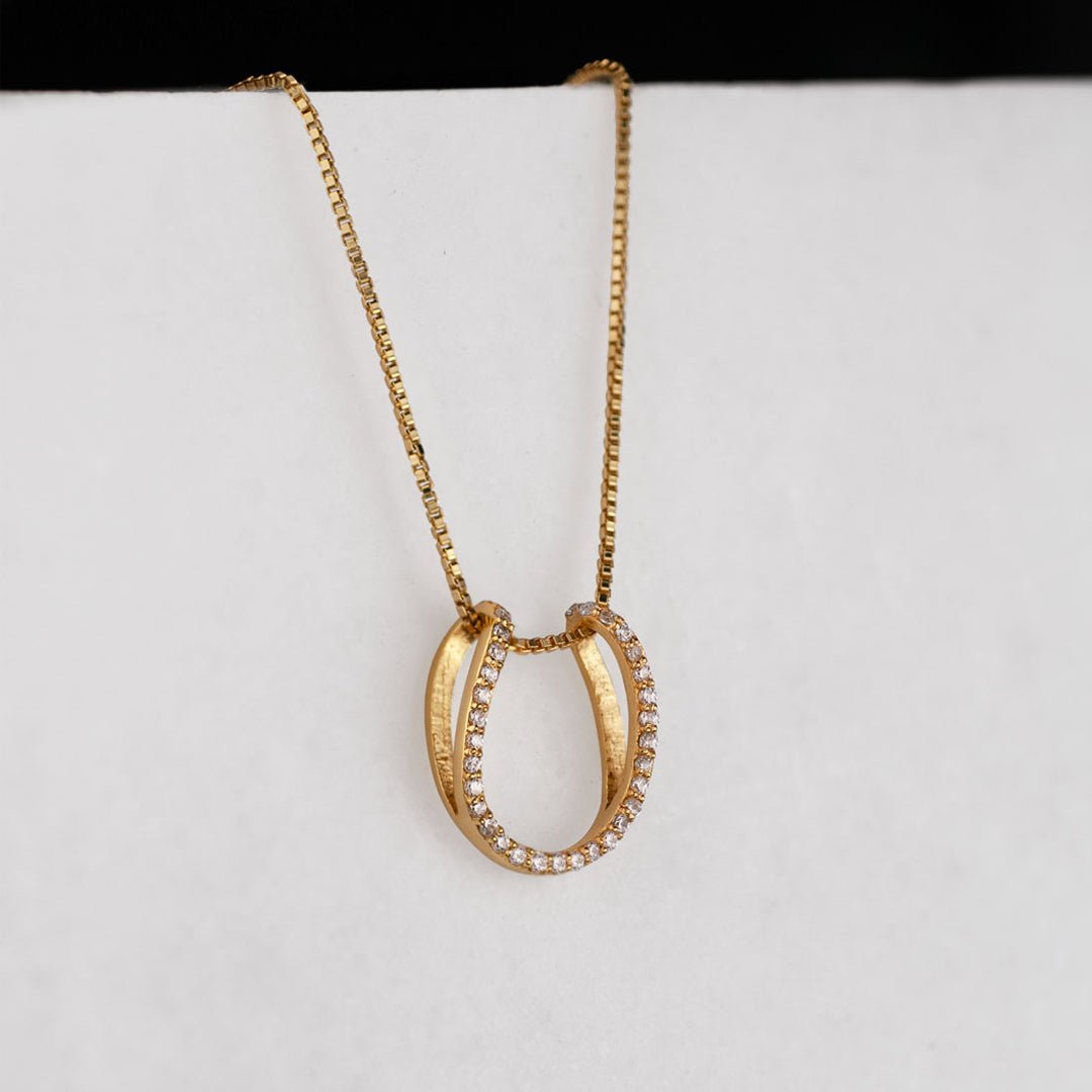 Urban Equestrian - Levade - Moissanite Horseshoe Equestrian Necklace in Gold