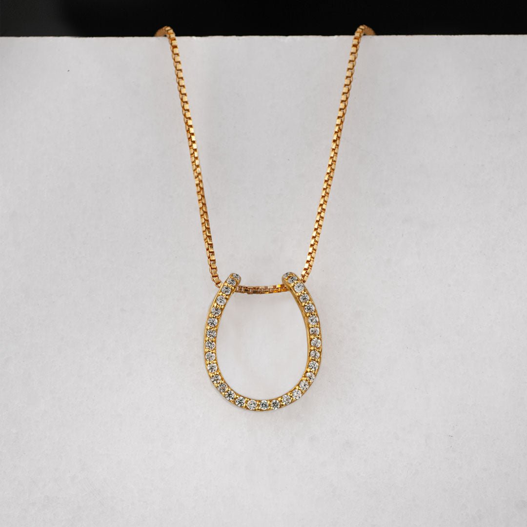 Urban Equestrian - Levade - Moissanite Horseshoe Equestrian Necklace in Gold