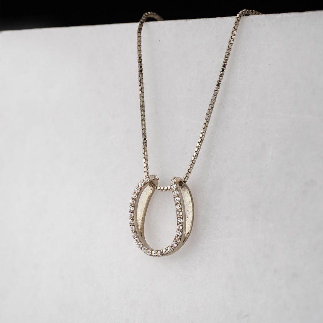 Urban Equestrian - Levade - Moissanite Horseshoe Equestrian Necklace in Silver