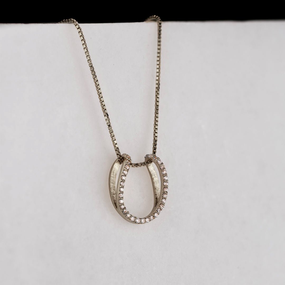 Urban Equestrian - Levade - Moissanite Horseshoe Equestrian Necklace in Silver