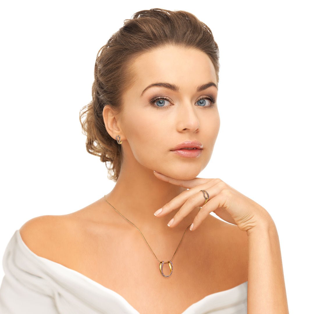 Urban Equestrian - Levade - Moissanite Horseshoe Equestrian Necklace in Silver
