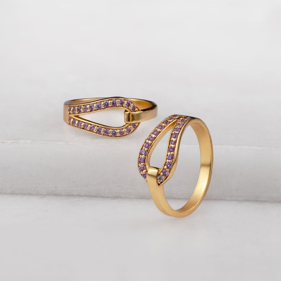 Urban Equestrian - Levade - Violet Moissanite Horseshoe Equestrian Necklace in Gold