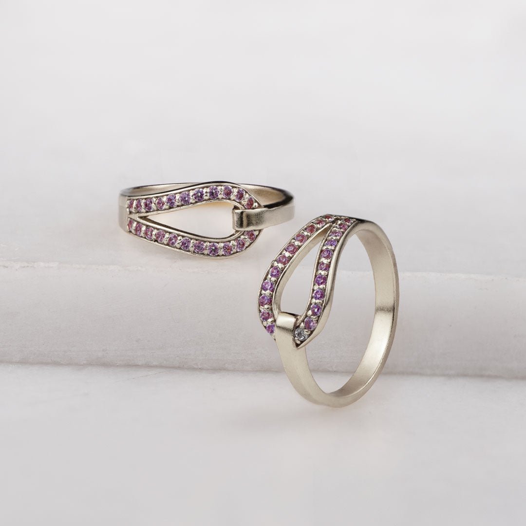 Urban Equestrian - Levade - Violet Moissanite Horseshoe Equestrian Necklace in Silver