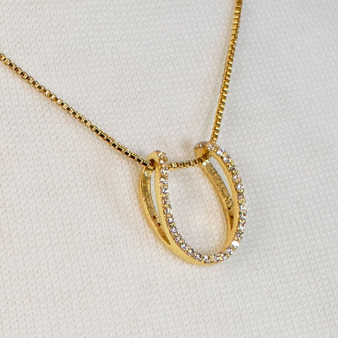 Urban Equestrian - Levade - Moissanite Horseshoe Equestrian Necklace in Gold