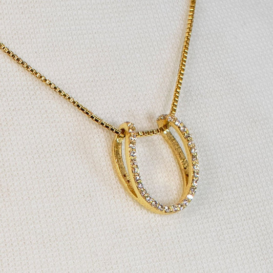 Urban Equestrian - Levade - Moissanite Horseshoe Equestrian Necklace in Gold